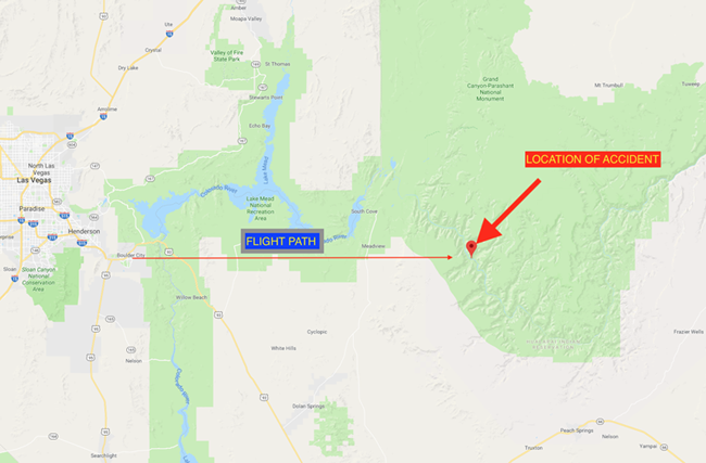 Papillon Helicopter Accident Crash Location on Map