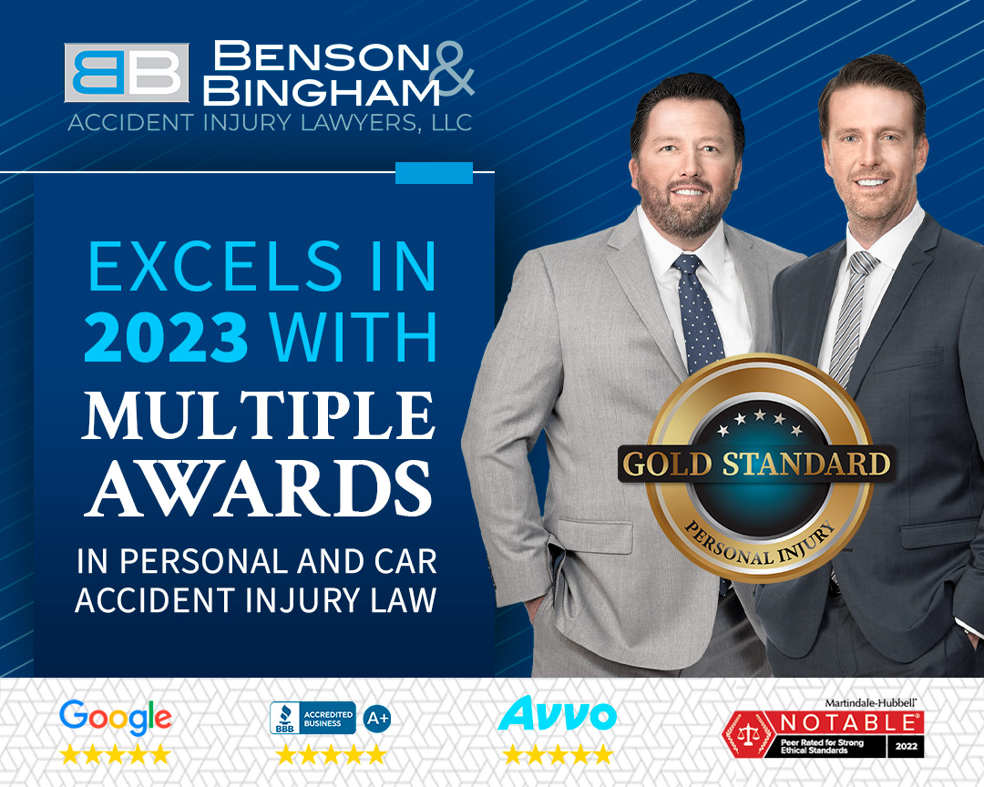 Benson & Bingham Accident Injury Lawyers, LLC Excels in 2023 with Multiple Awards in Personal and Car Accident Injury Law