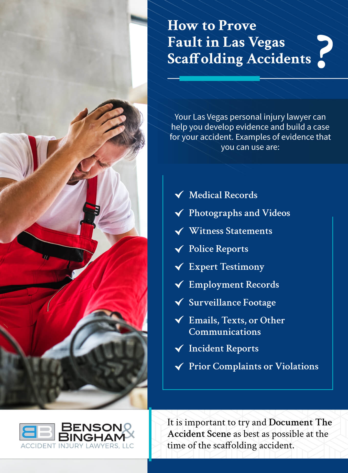 Infographic that explains how to prove fault in las vegas scaffolding accidents