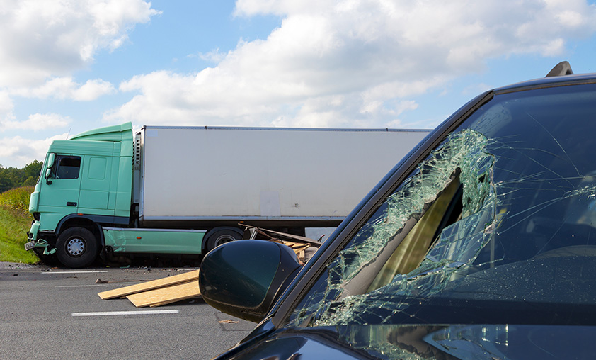 Heavy Collision Between a Truck and a Car