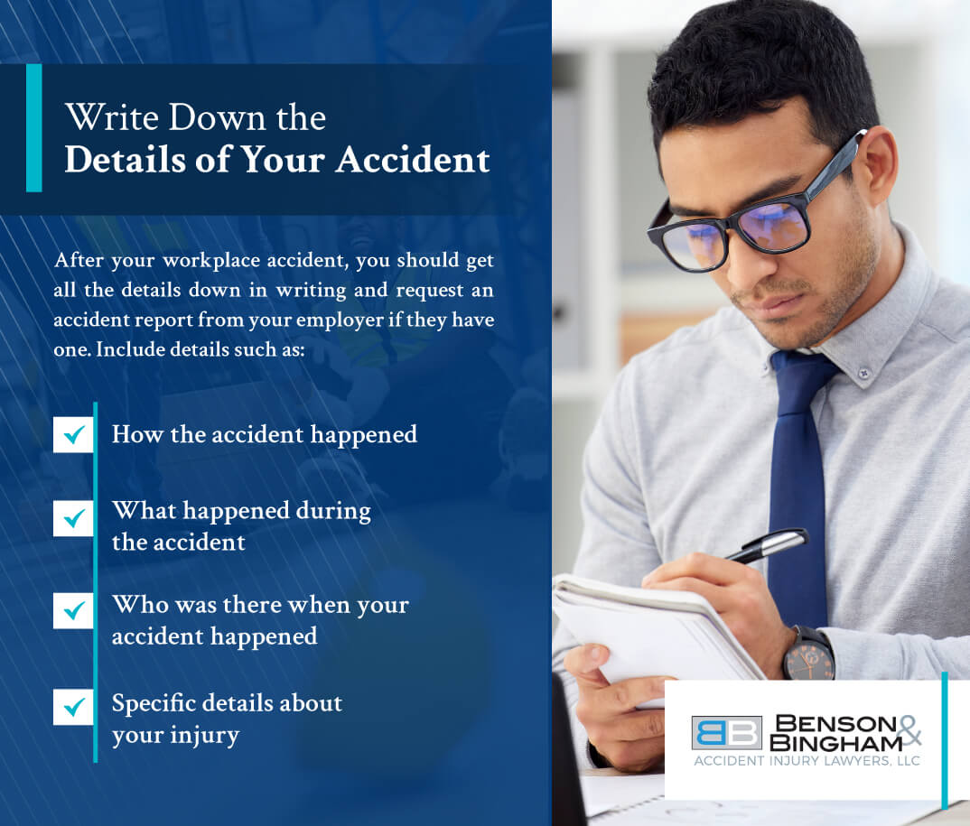 Infographic that explains how to Write Down the Details of Your Accident