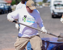 Benson & Bingham Volunteer Shoveling A home's Front Yard In Nevada
