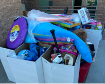 Boxes Overflowing With Donated Toys For The Children