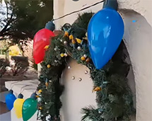 Close-Up On Christmas Decorations And Lights