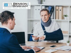 Client discussing a Car Accident in Nevada case with a lawyer after injury.